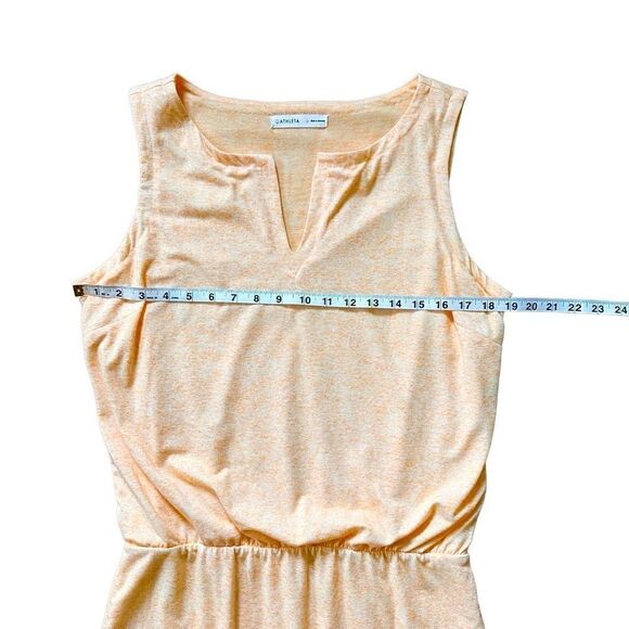 Athleta Vida Tiger Lily Orange Linen Blend Sleeveless Dress Medium - Picture 6 of 10